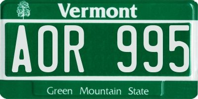 VT license plate AOR995