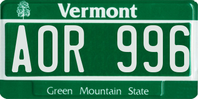 VT license plate AOR996