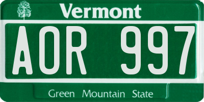 VT license plate AOR997