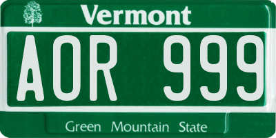 VT license plate AOR999