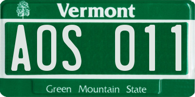 VT license plate AOS011