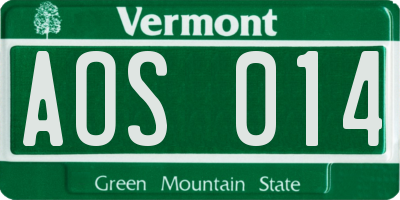 VT license plate AOS014