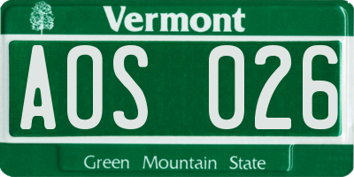 VT license plate AOS026