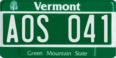 VT license plate AOS041
