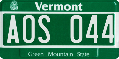 VT license plate AOS044