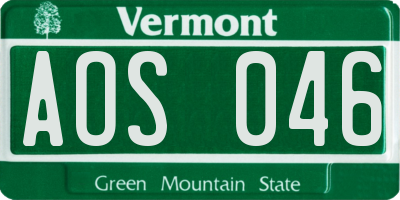 VT license plate AOS046