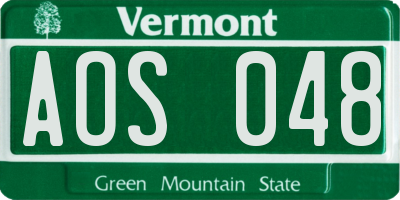 VT license plate AOS048