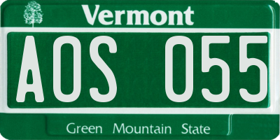 VT license plate AOS055