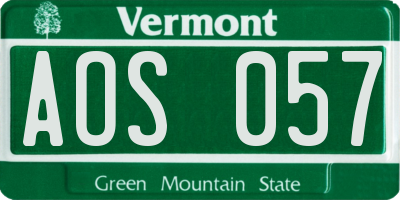 VT license plate AOS057