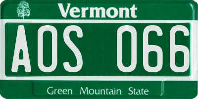 VT license plate AOS066