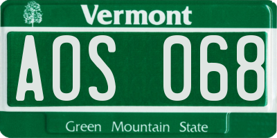 VT license plate AOS068