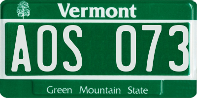 VT license plate AOS073
