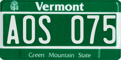 VT license plate AOS075