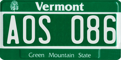 VT license plate AOS086