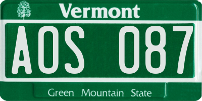 VT license plate AOS087