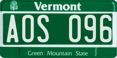 VT license plate AOS096