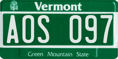 VT license plate AOS097