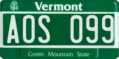 VT license plate AOS099