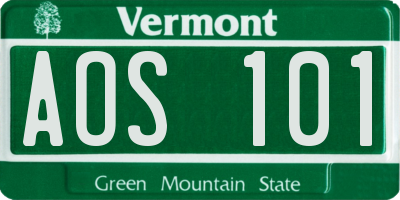 VT license plate AOS101