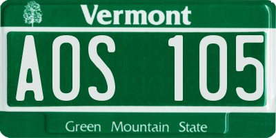 VT license plate AOS105