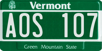 VT license plate AOS107