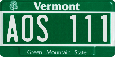 VT license plate AOS111