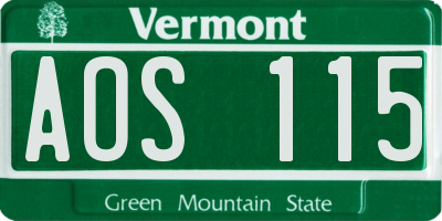 VT license plate AOS115