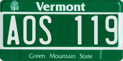 VT license plate AOS119