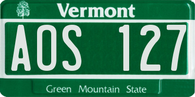 VT license plate AOS127