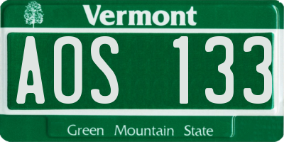 VT license plate AOS133
