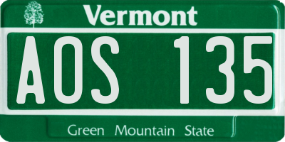 VT license plate AOS135