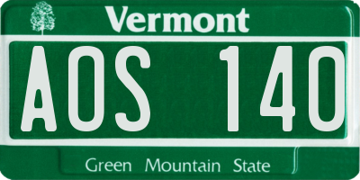 VT license plate AOS140