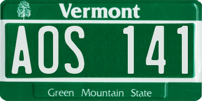 VT license plate AOS141