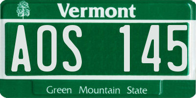 VT license plate AOS145