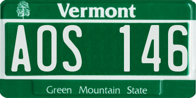 VT license plate AOS146
