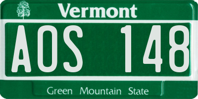 VT license plate AOS148