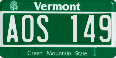 VT license plate AOS149