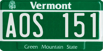 VT license plate AOS151