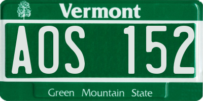 VT license plate AOS152