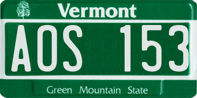 VT license plate AOS153