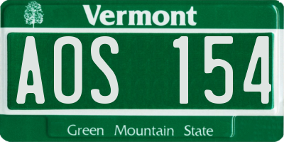 VT license plate AOS154