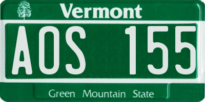 VT license plate AOS155