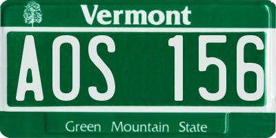 VT license plate AOS156