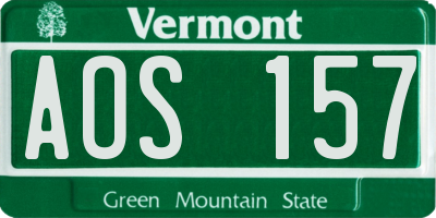 VT license plate AOS157
