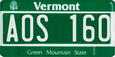 VT license plate AOS160