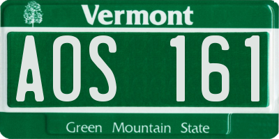 VT license plate AOS161