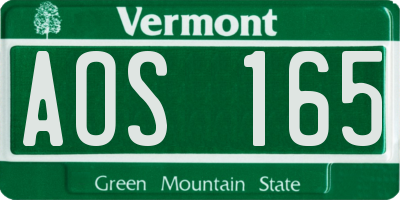 VT license plate AOS165