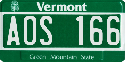 VT license plate AOS166