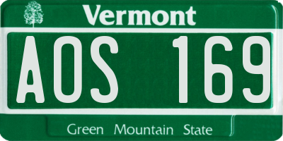 VT license plate AOS169