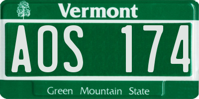 VT license plate AOS174